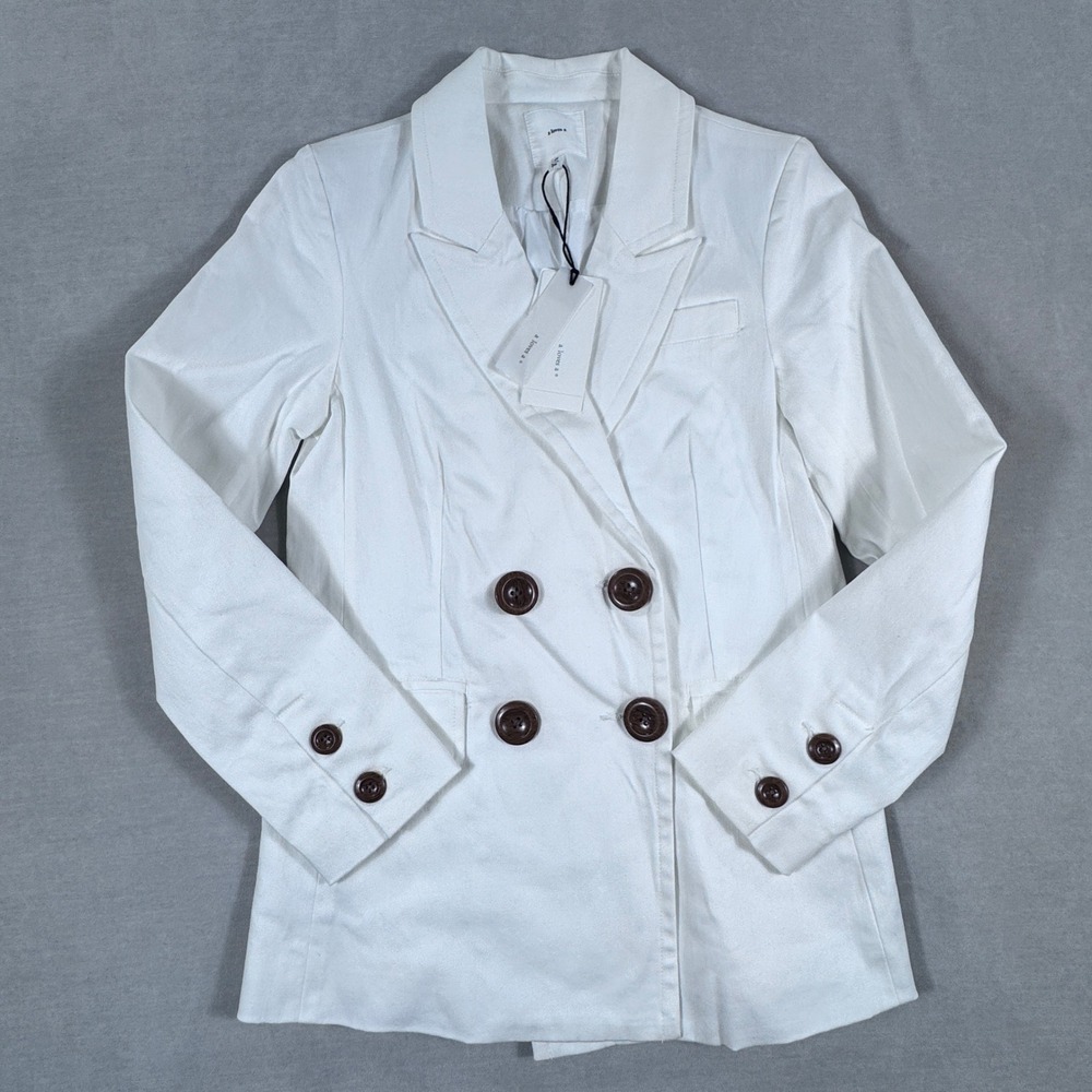 A Loves A Double Breasted Blazer Ivory Cotton Blend XS